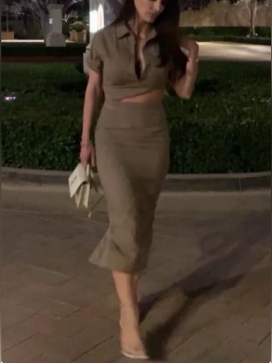 SHEIN Dresses & Skirts - SHEIN set. Taupe High-Waist Pencil Midi Skirt and matching top